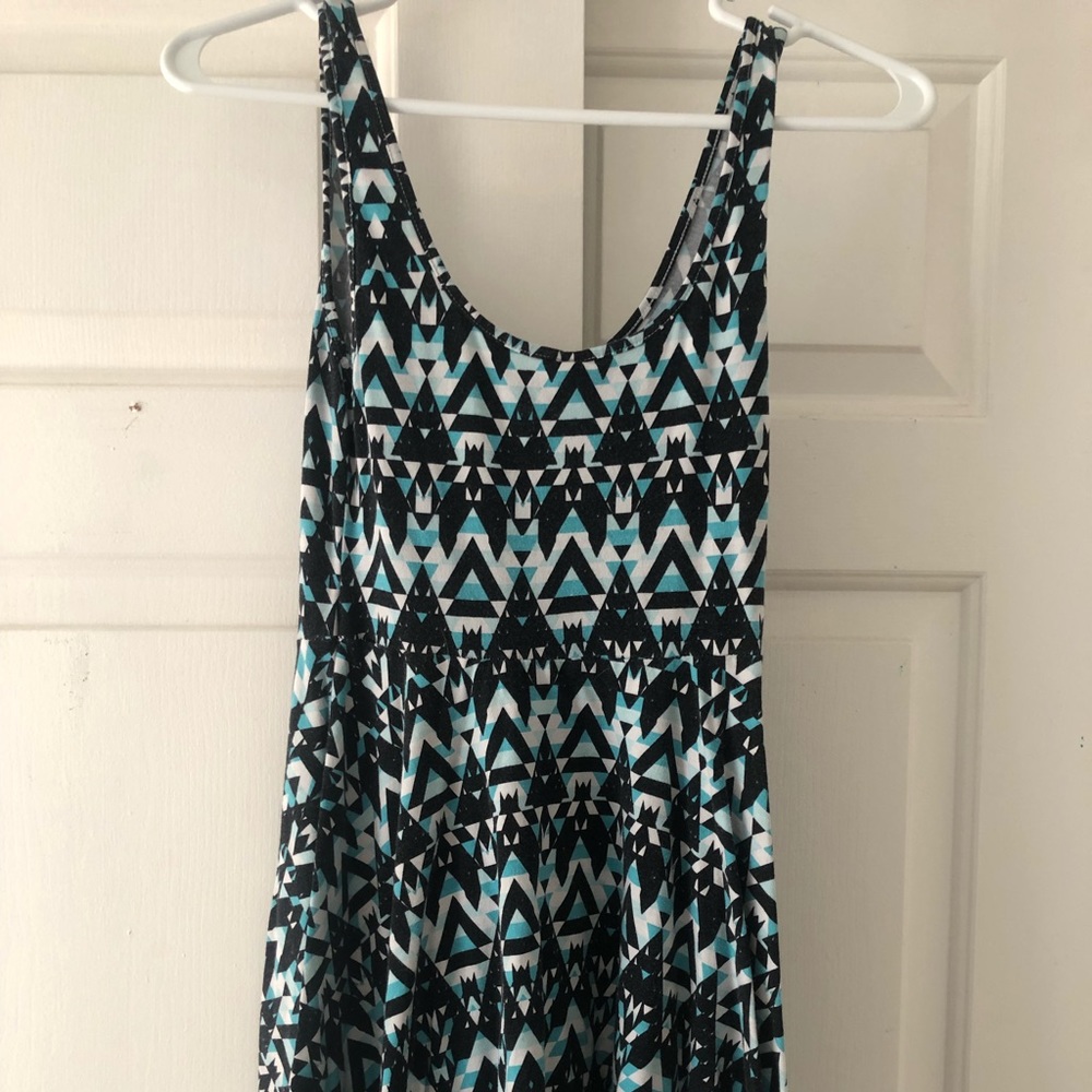 Teal, Aqua, and Black Skater dress